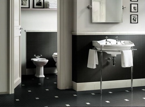 bagni in bianco nero, mosaici